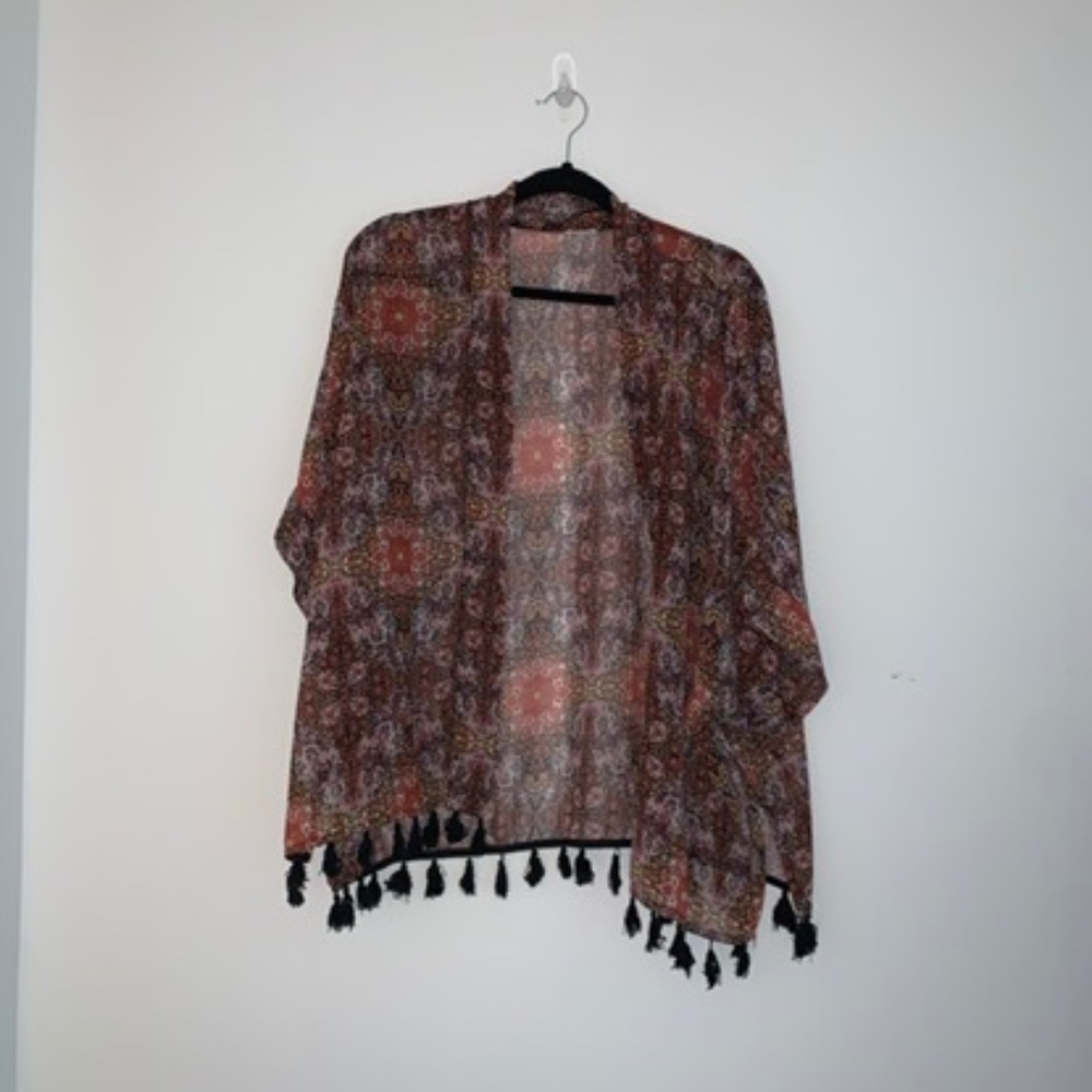🦋 Garage Black Tassel Kimono Cardigan